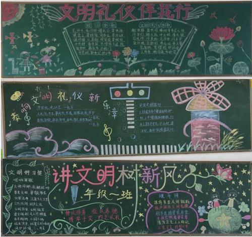 小学生文明礼貌月黑板报 小学生黑板报图片素材