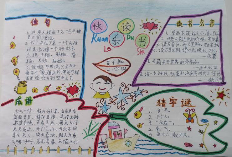 二年级快乐读书手抄报 读书快乐手抄报