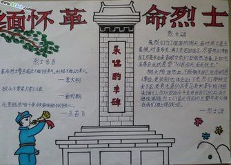 向英雄纪念碑献花圈手抄报 烈士纪念日手抄报