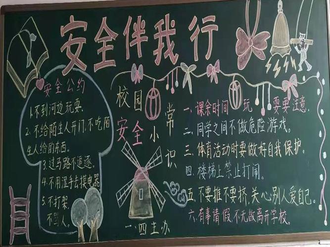 四年一期入学安全教育黑板报 安全教育黑板报图片素材