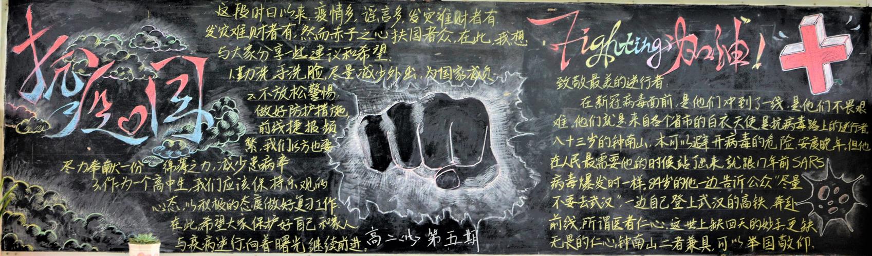 共抗疫情共同行动黑板报 黑板报图片大全