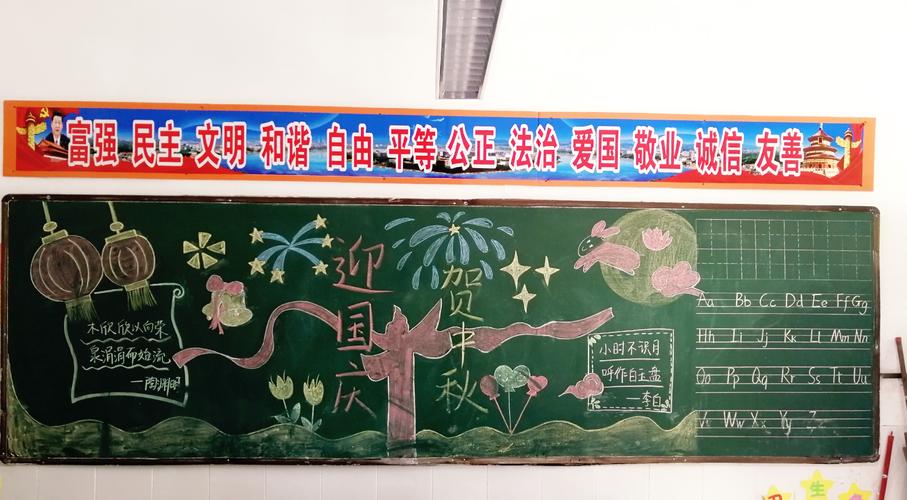 迎中秋颂祖国黑板报 迎元旦黑板报图片素材