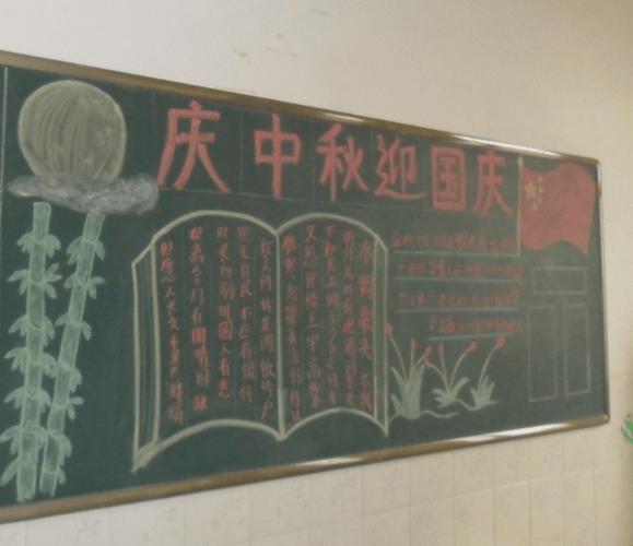 迎国庆画中秋黑板报 迎国庆黑板报图片素材