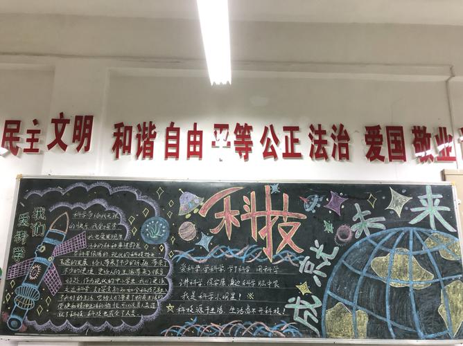 技术成就未来的黑板报 黑板报图片素材