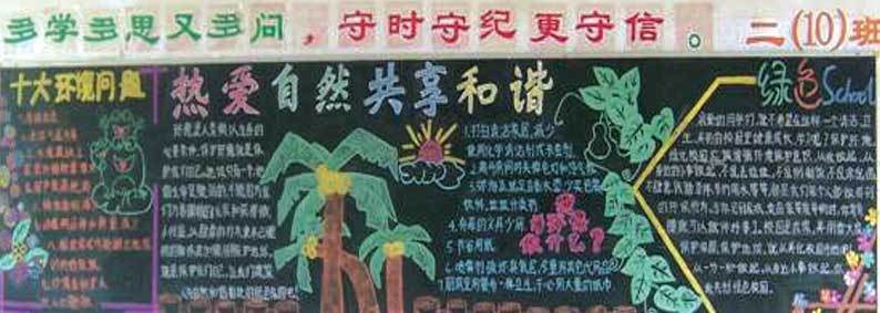 爱与自然黑板报 爱学习黑板报图片素材