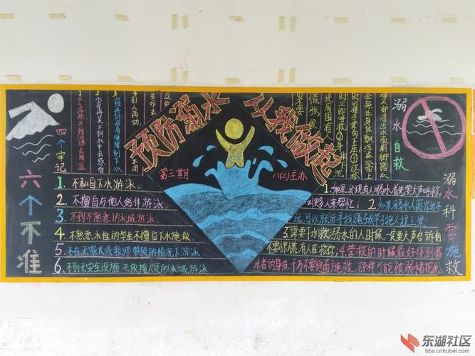 防溺教育黑板报 教育黑板报图片素材