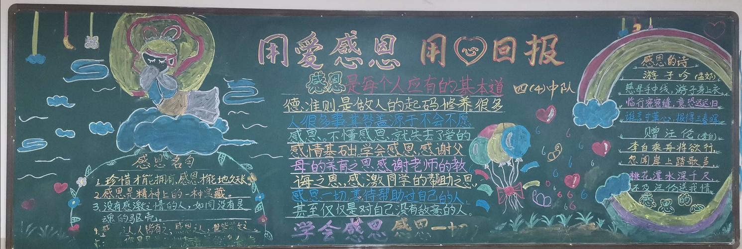 以自信和感恩为主的小学黑板报 感恩黑板报图片大全