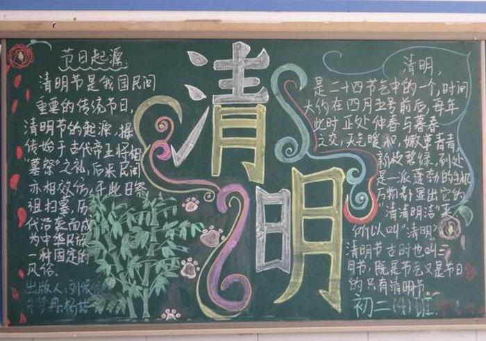 初中清明节的黑板报 清明节黑板报图片素材