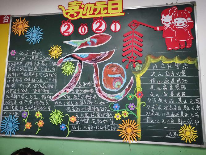 庆元旦迎2018黑板报 庆元旦黑板报图片素材