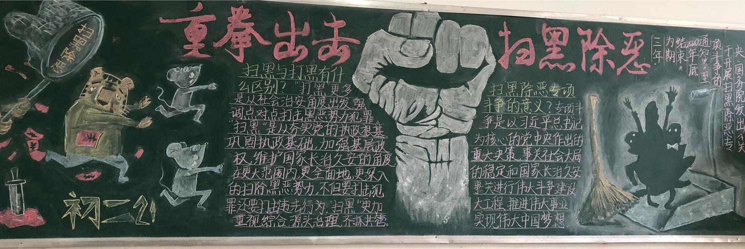 扫黑处恶弘扬正气黑板报 扫黑除恶黑板报图片大全