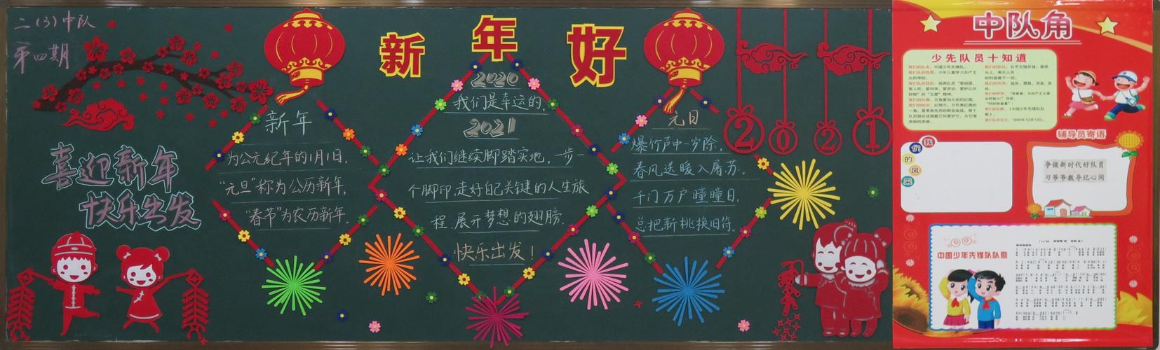 小学生快乐迎新年黑板报 迎新年黑板报图片素材