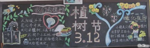 爱绿护绿3.12植树节黑板报 植树节黑板报图片素材