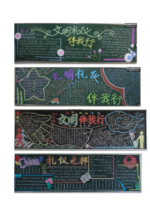 文明守礼互相尊重黑板报 文明黑板报图片素材