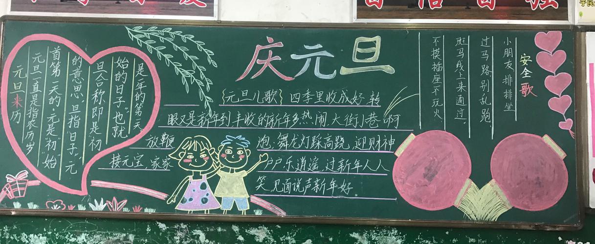 幼儿园大班庆元旦黑板报 庆元旦黑板报图片素材
