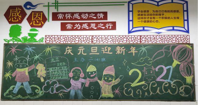 高中生庆元旦迎新年黑板报 迎新年黑板报图片素材