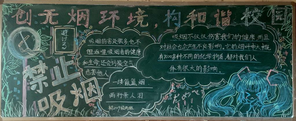 无烟校园简约黑板报 校园黑板报图片素材