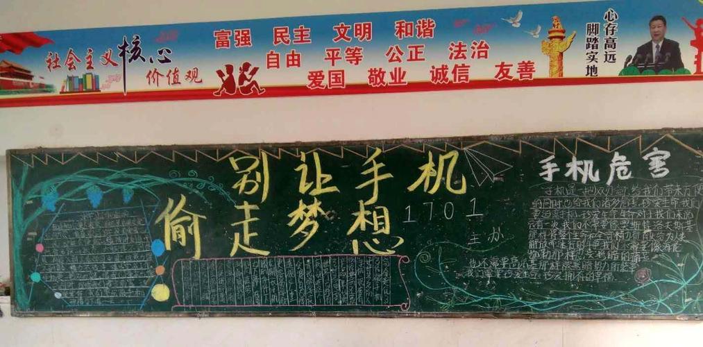 以手机为话题的黑板报 黑板报图片素材