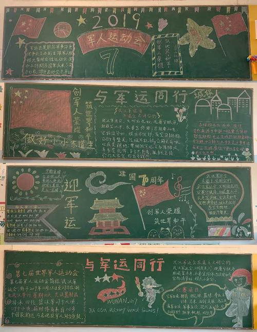 我与军运同行黑板报 我和我的祖国黑板报图片素材