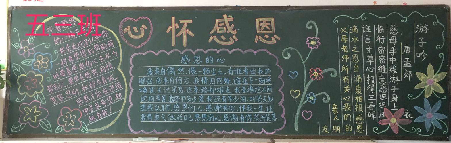 关于感恩成长的黑板报 关于感恩的黑板报图片大全