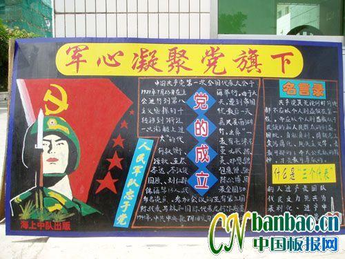 军心凝聚党旗下黑板报 党的黑板报图片素材