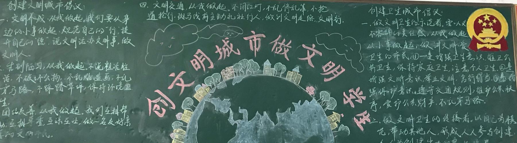 高中生创文明城市黑板报 高中生黑板报图片素材