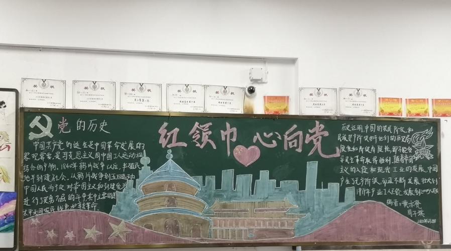 红领巾迎新年黑板报 迎新年黑板报图片素材