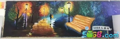 美丽的夜色黑板报 黑板报图片大全