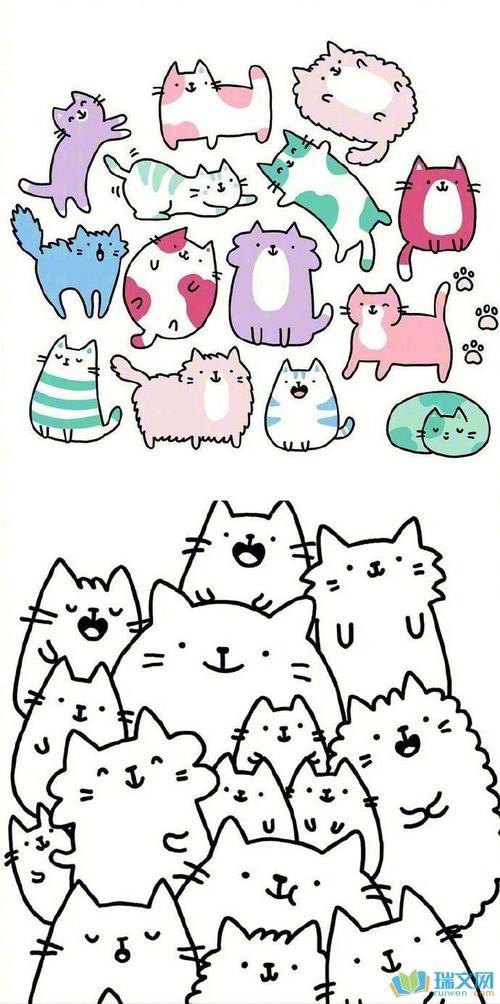 柚子简笔画小猫贺卡 简笔画小猫贺卡