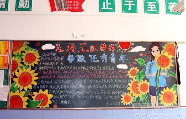 传承五四精神争做优秀青年黑板报 五四青年节黑板报图片素材