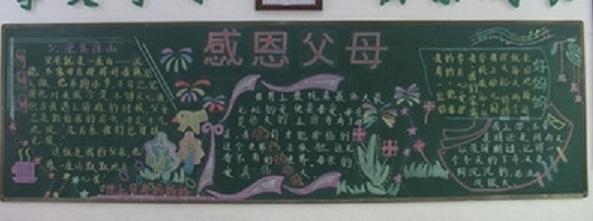 感恩父母拥抱亲情的黑板报 感恩黑板报图片素材