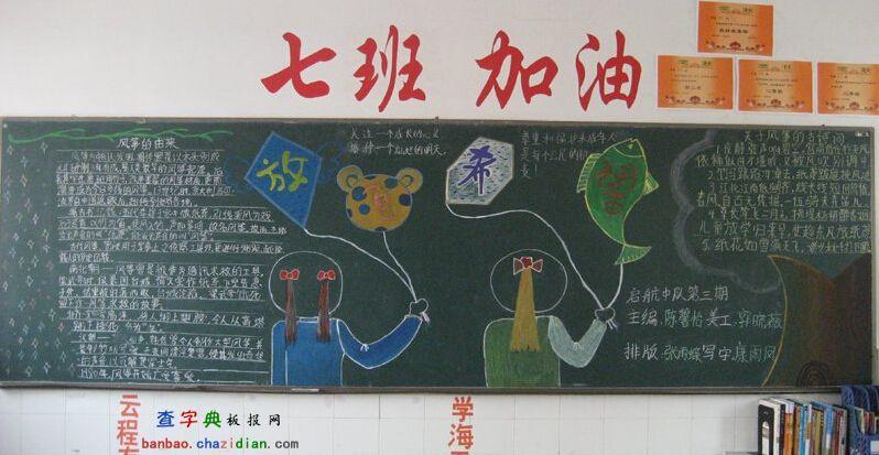 有关风筝节的黑板报 黑板报图片素材