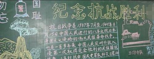 庆祝抗战72周年黑板报 70周年黑板报图片素材