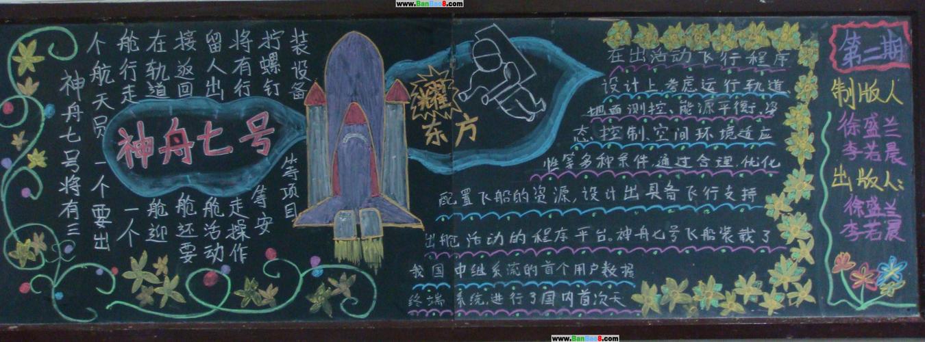 有火箭图案的黑板报 黑板报图片大全