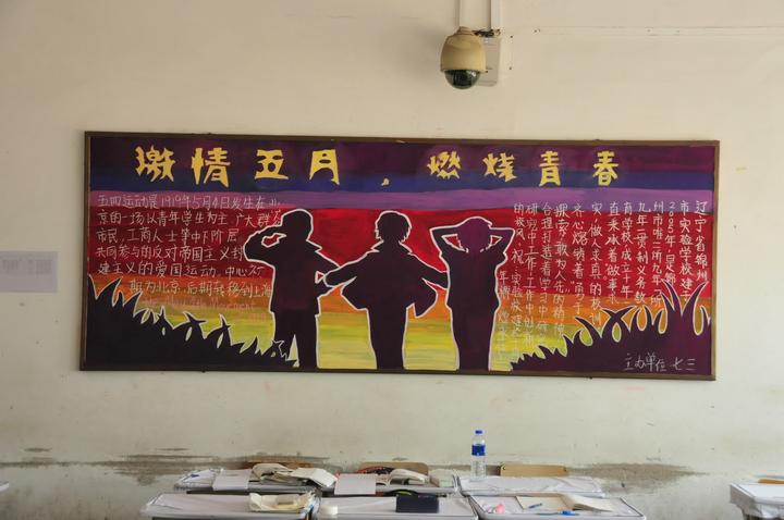 红色五月激扬青春黑板报 青春黑板报图片素材