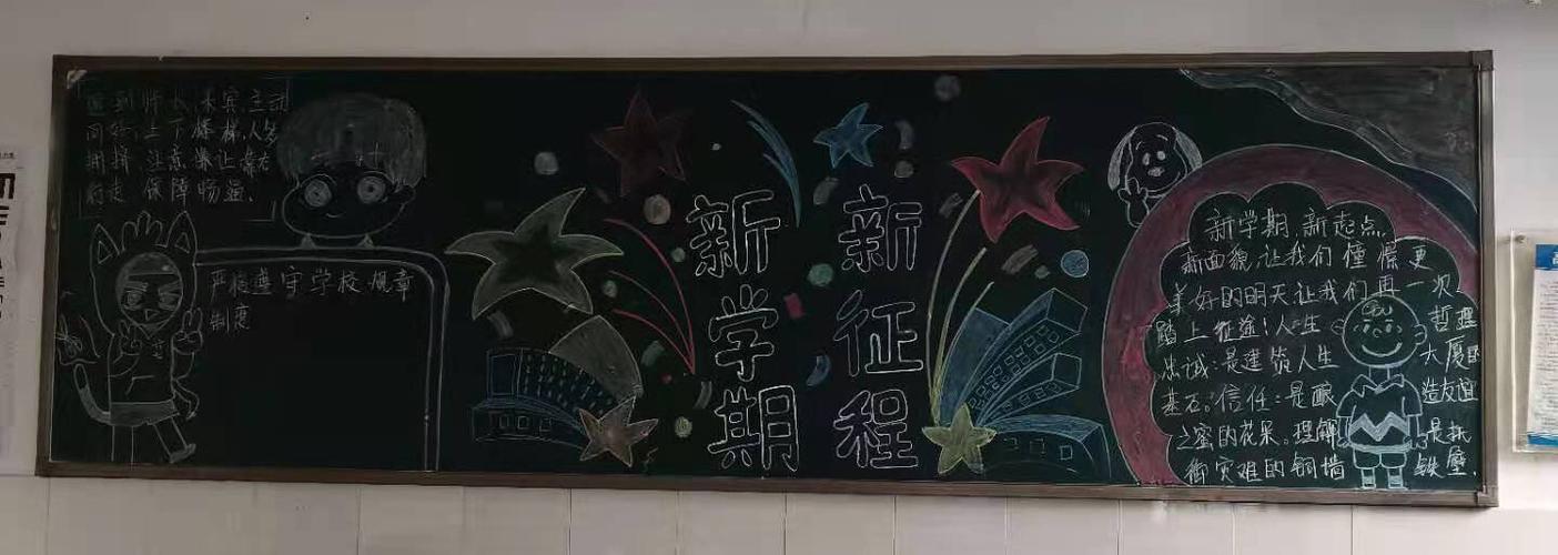 春季新学期的黑板报 新学期黑板报图片素材