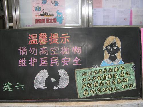拒绝高空抛物黑板报 黑板报图片素材