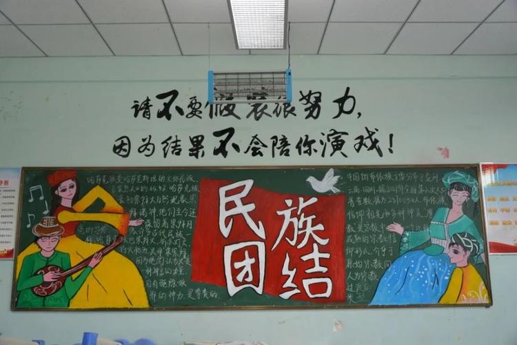 聚焦总目标团结齐奋进黑板报 民族团结黑板报图片素材