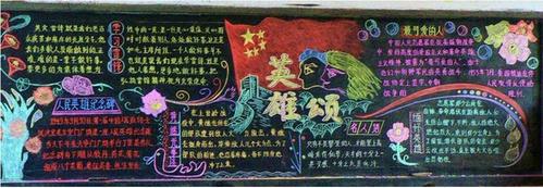 英雄张富清为主题的黑板报 主题黑板报图片素材