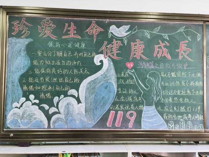 关爱生命健康成长的黑板报 健康黑板报图片素材