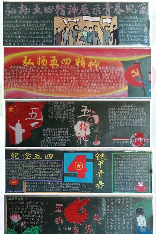纪念五四一百年黑板报 五四黑板报图片素材
