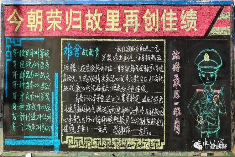 军旅精神传承黑板报 雷锋精神黑板报图片素材