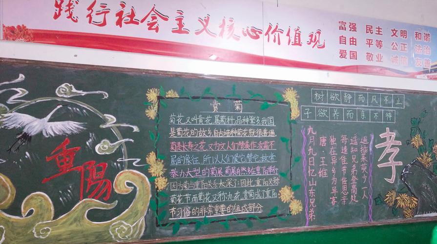 重阳节获奖黑板报 重阳节黑板报图片素材