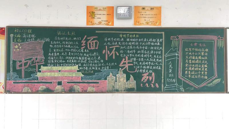 缅怀先烈精神奋发读书有为的黑板报 缅怀先烈黑板报图片素材