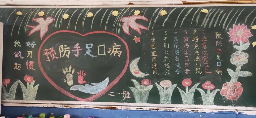 手足口健康知识宣传黑板报 健康黑板报图片素材