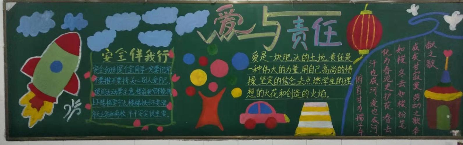 关于爱与责任的黑板报 爱学习黑板报图片素材