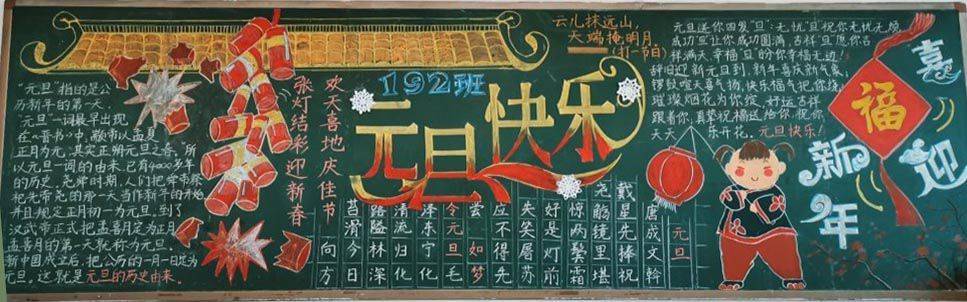 猪年元旦迎新黑板报 元旦黑板报图片大全