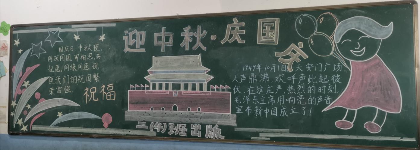 小学庆祝中秋和国庆的黑板报 中秋黑板报图片素材