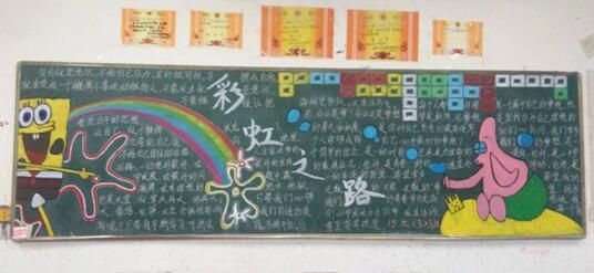 有彩虹的黑板报 黑板报图片大全