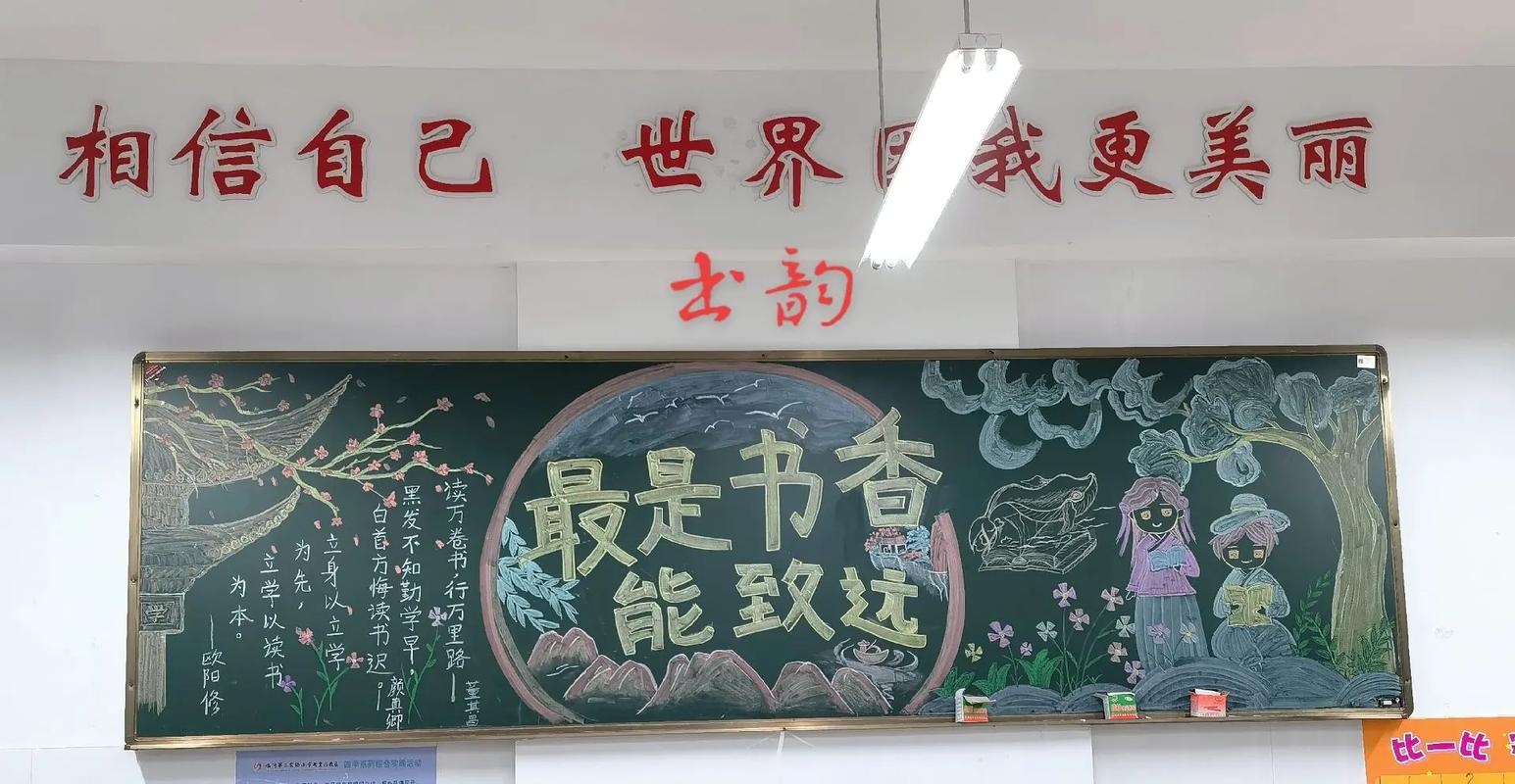 春暖花开日少年读书时主题黑板报 建队日黑板报图片素材