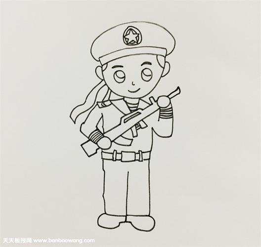 军人简笔画黑板报 简笔画黑板报图片素材